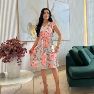 Vestido Moda Evangélica Godê Com Laço Suplex