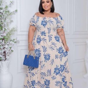 Vestido Longo Pluz Size Moda Evangélica  com elçastex ajustado ao corpo